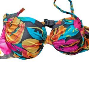 La Blanca Neon Pleated Underwire Padded Bikini Top Size 12